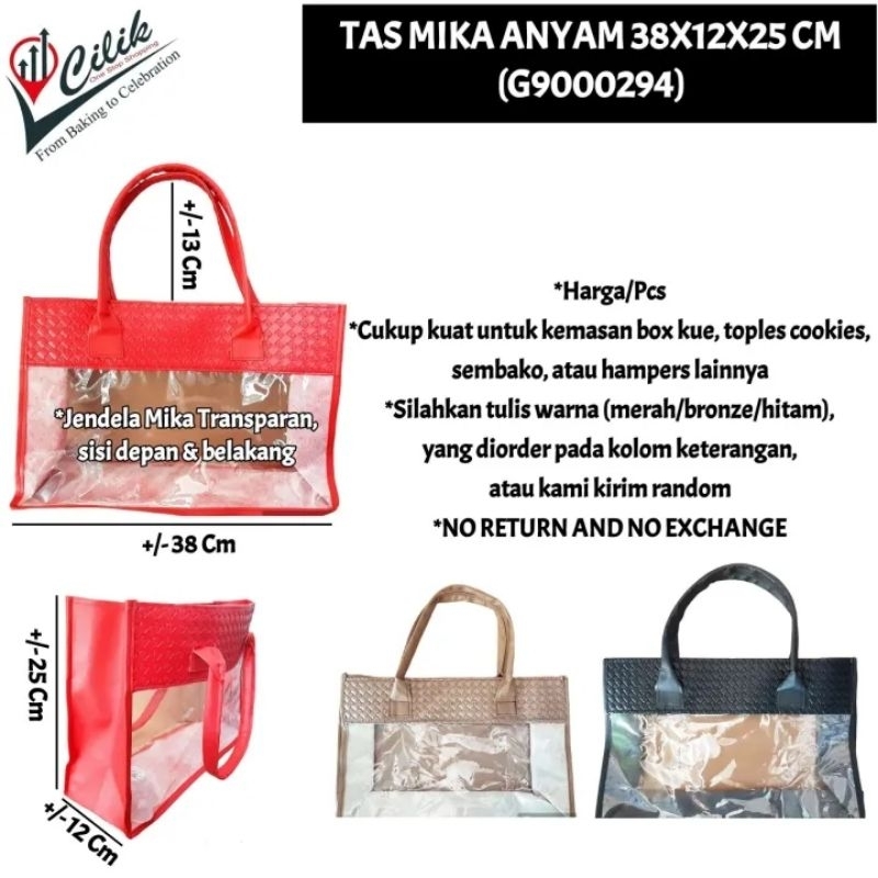 

tas mika anyam 28x12x25 cm kemasan packaging kado toples kue makanan gift