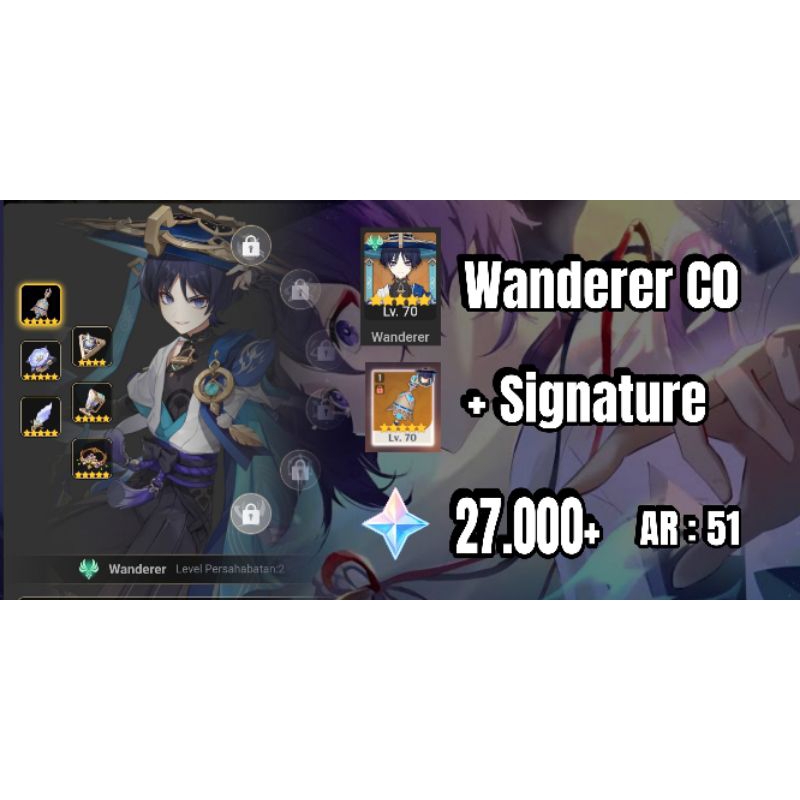 Akun Genshin Impact Wanderer+Sign+27K Primo
