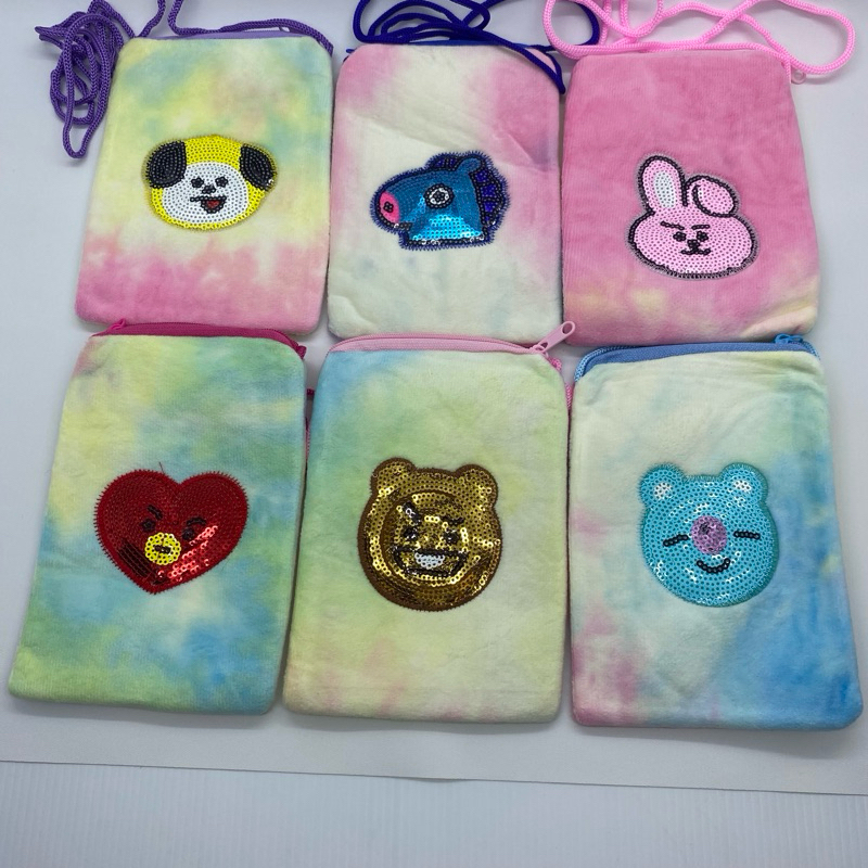 Tas Selempang Anak cewek BT 21 / Tas Bulu halus / Tas Anak Cewek Karakter kartun lucu / Tas Case HP 