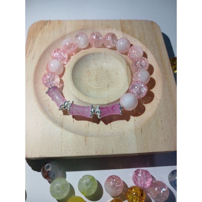 gelang manik mutiara kaca/ gelang mote / gelang kaca kristal