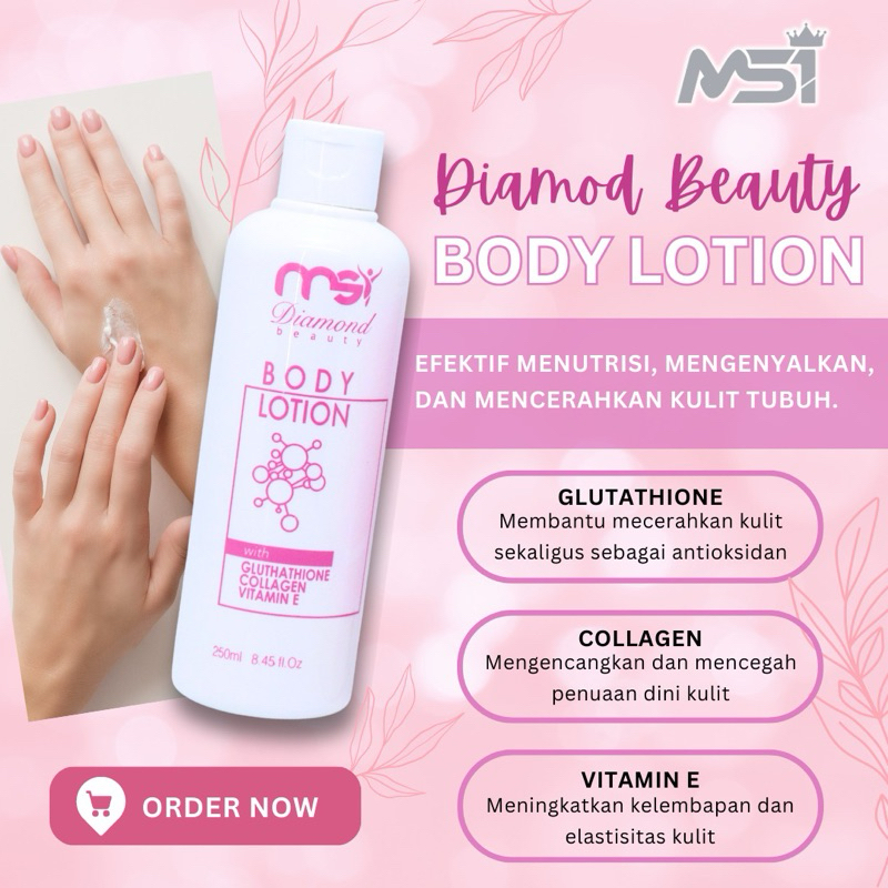 Msi Body Lotion Whitening Pencerah Pemutih Kulit Tubuh Badan Colagen, Gluthation Vitamin E