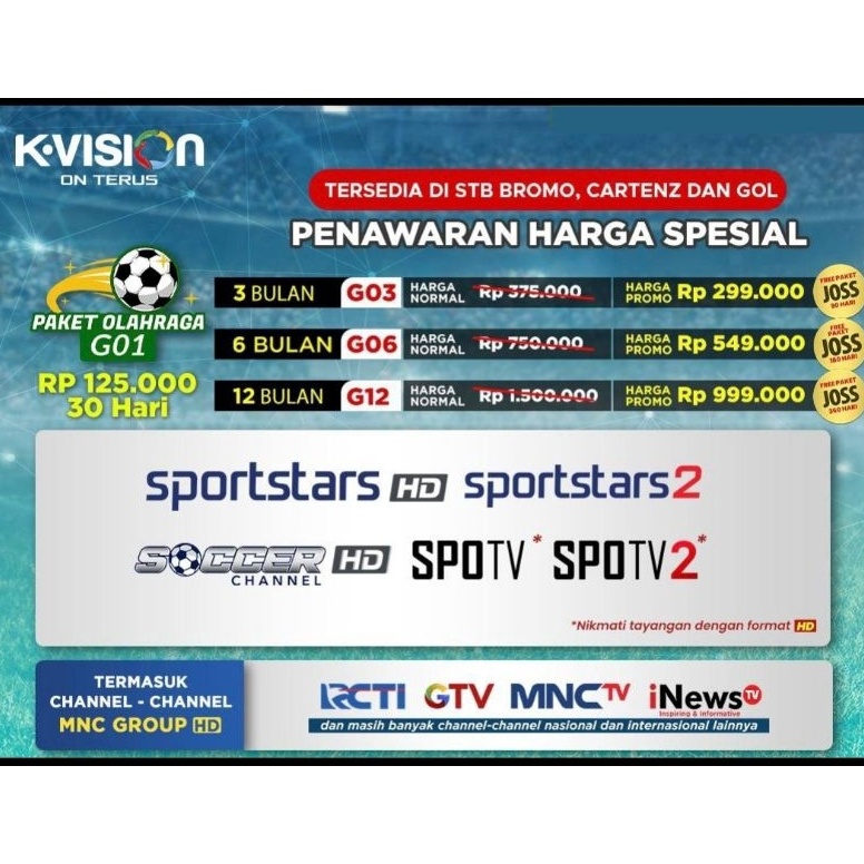 KODE M97W Paket Olahraga G1 Bromo Cartenz dan GOL K Vision Proses cepat