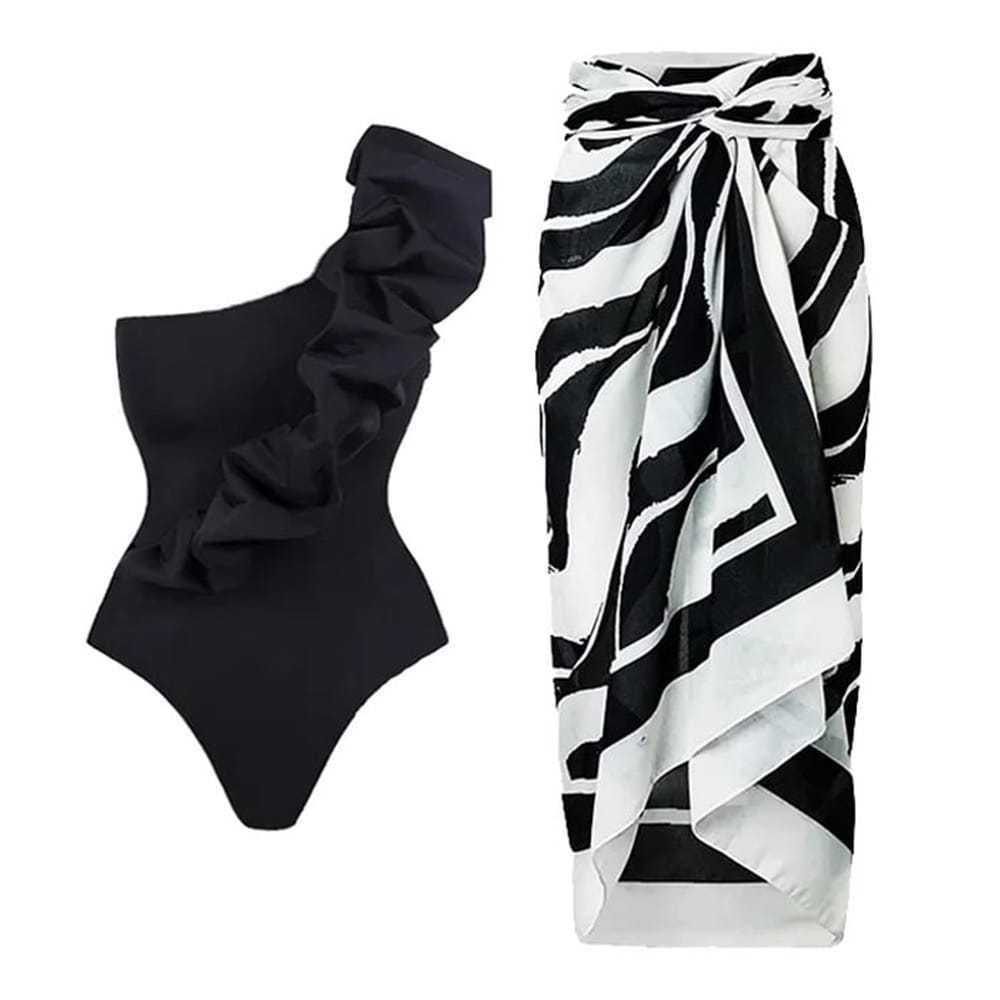 READY STOCK SAF - XENA black swimsuit one shoulder one piece + cover up / baju renang wanita / korea