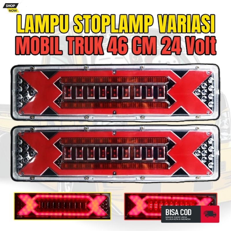 Sepasang Lampu Stoplamp Stop Lamp Rem Belakang Mobil Variasi Truk Truck 24 Volt