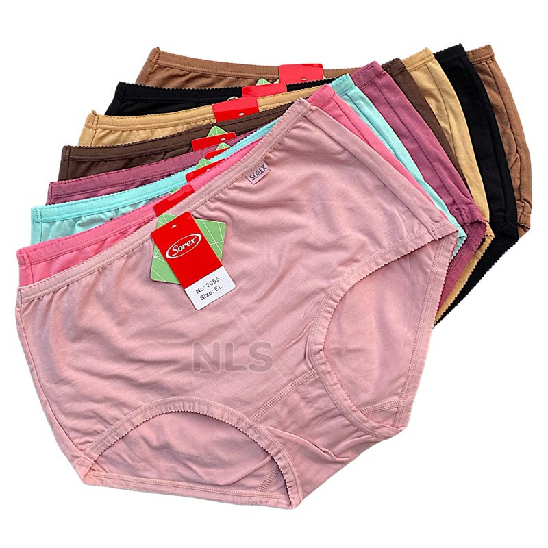 6pcs-Cd Sorex 2055 coolmax-celana dalam wanita dewasa warna katun jahitan belakang anti slip.