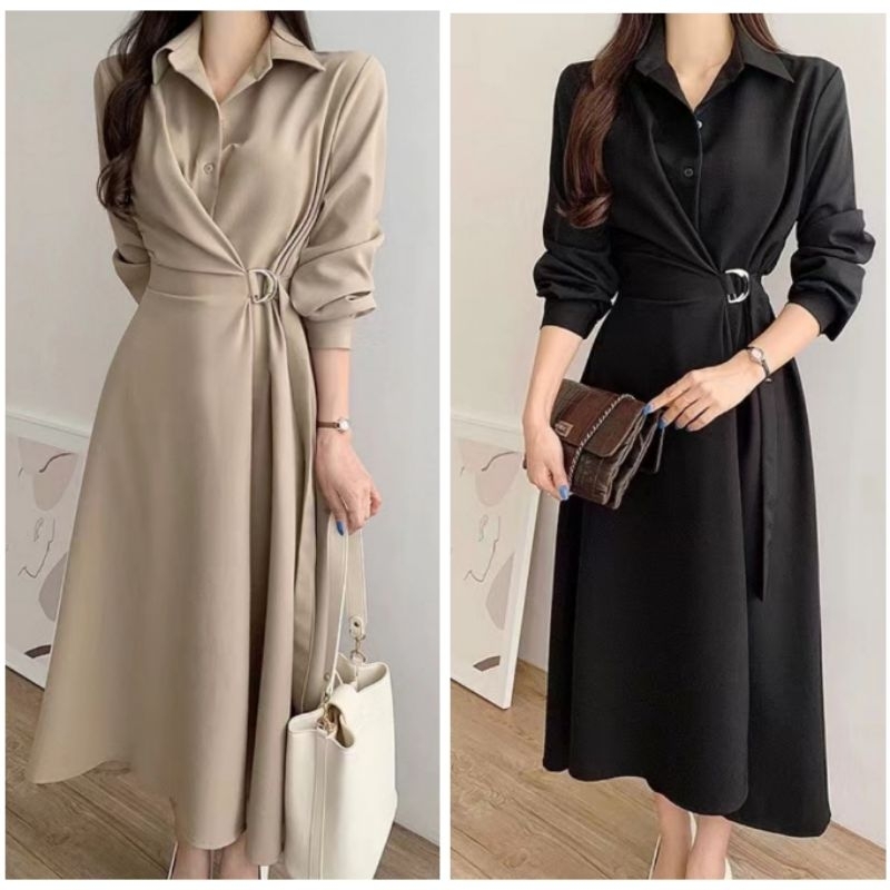 Midi Dress Tunik Premium Import Tali Samping Busui Friendly (FCOTI1271)