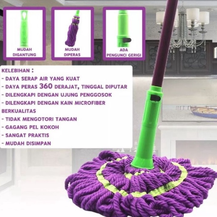 Stok terbaru Alat pel lantai tongkat lipat flat mop twist mop simple berkualitas