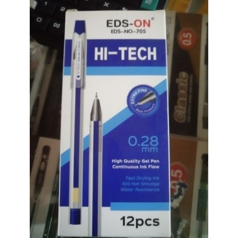

Pulpen hitech 0,28 tinta biru premium