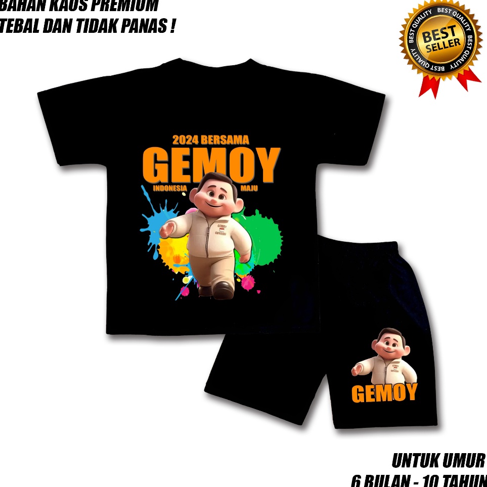 Ready Surprise  BAJU SETELAN ANAK LAKI LAKI PEREMPUAN PRABOWO GEMOY VIRAL 2O24 BAHAN PREMIUM  SETALA