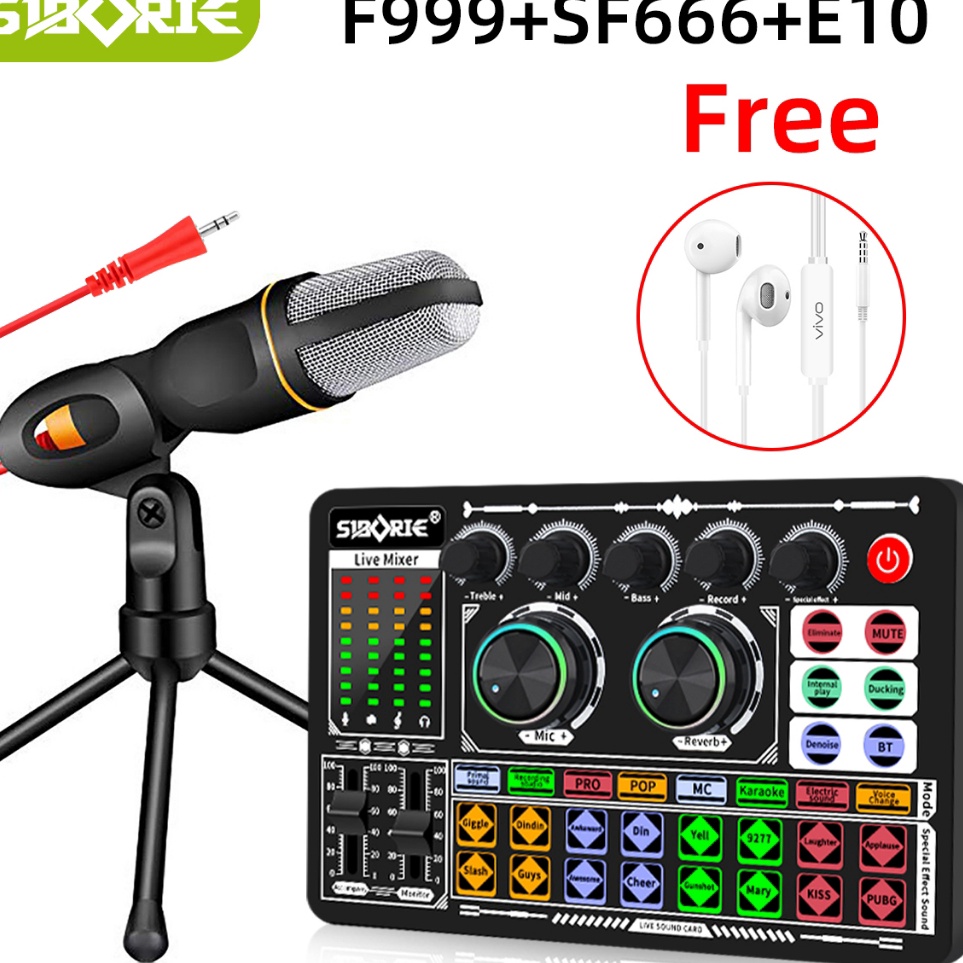 Premium Siborie F999 soundcardSF666 mic paket lengkap Full SET 1 Original Siap COD