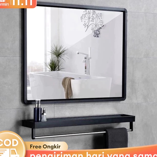 Cermin Dinding Gantung Dengan Rak Kaca Cermin Tebal Cermin Tempel Dinding Minimalis