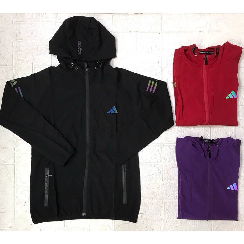 JAKET MICRO WANITA IMPORT LENGAN PANJANG KUPLUK ADIDAS RUNNING ART K8E2