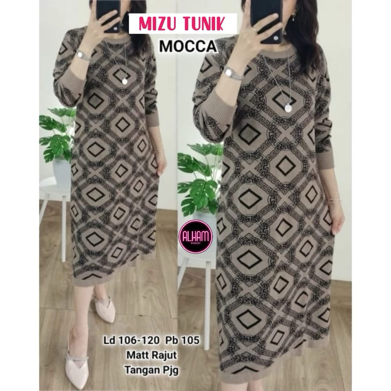 Mizu Tunik Rajut Import Stretch Motif Premium