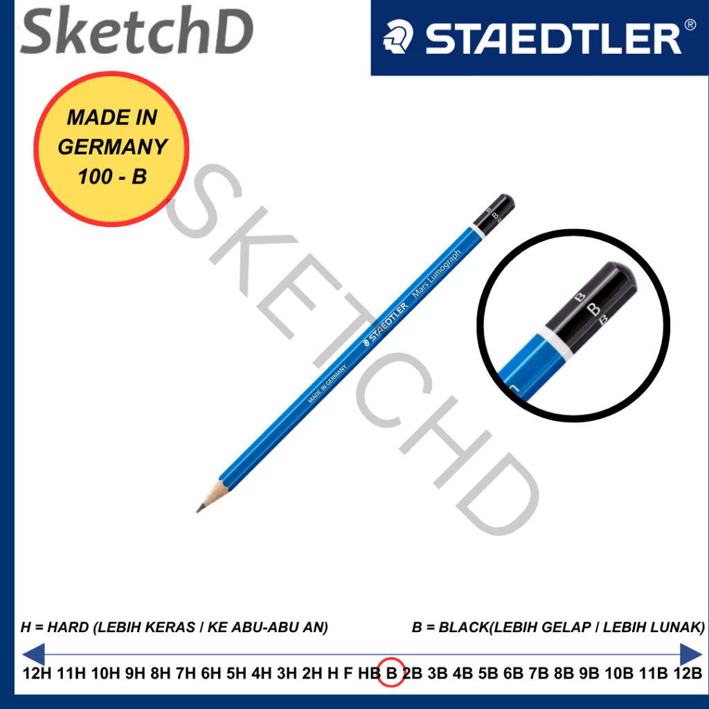 

Pensil B Staedtler Mars Lumograph Pencil 100-B Biru