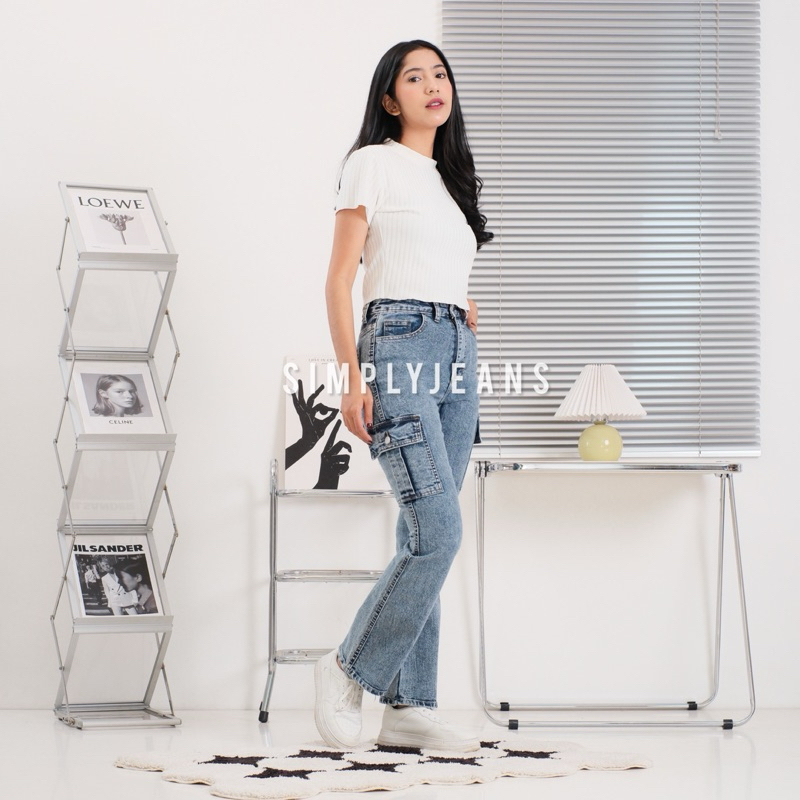 Cutbray Stretch Cargo Highwaist Jeans- STELLA CUTBRAY CARGO