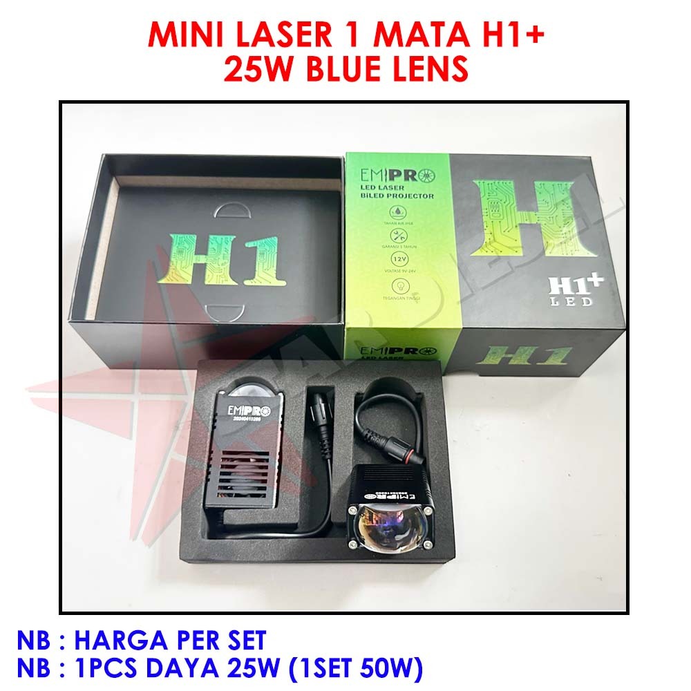 EMIPRO LASER H1 SATU MATA SLIM LAMPU GRILL LAMPU LED LASER BILED PROJECTOR LAMPU SOROT MINI LED LASE