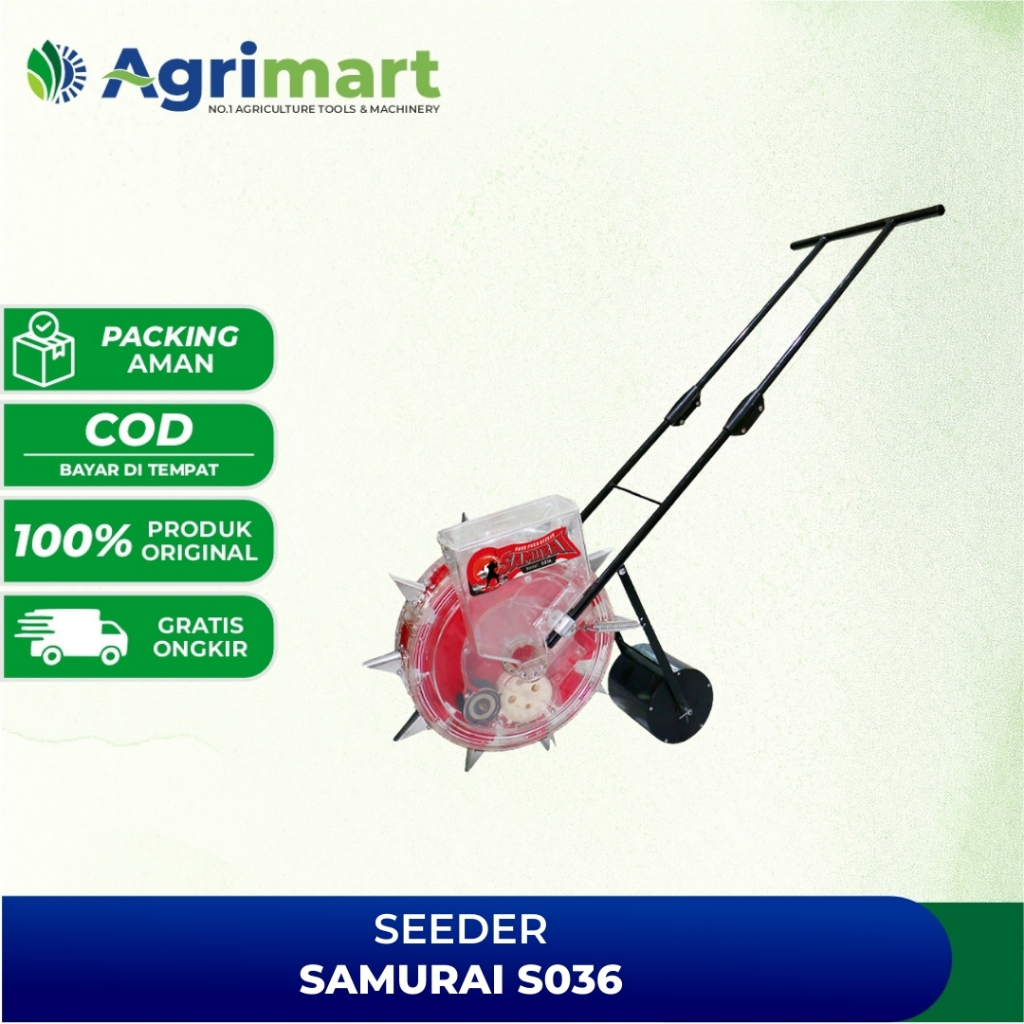 Alat Tanam Jagung Padi Kacang Biji-Bijian Dorong Seeder Samurai S036 Penanam Benih