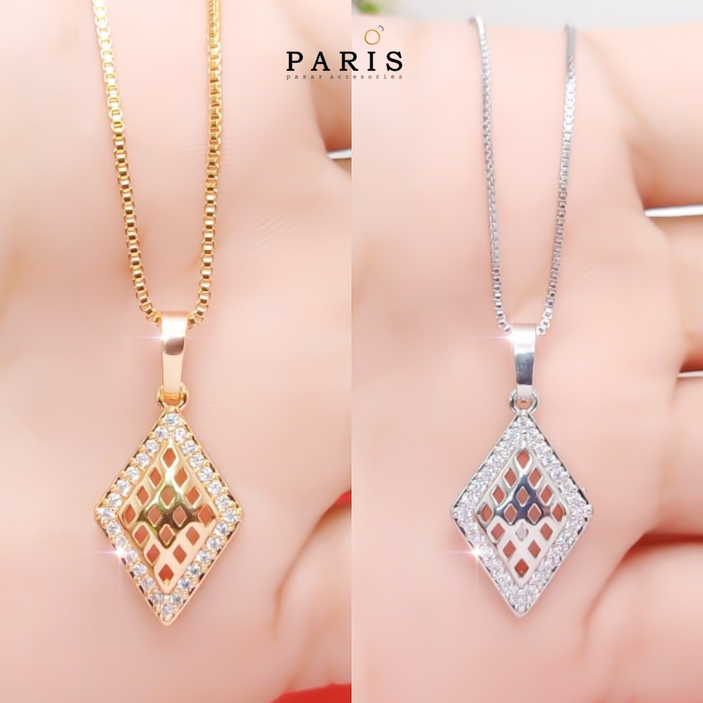 Kalung Itali Set Liontin Lapis Emas Dan Perak Perhiasan Wanita Dewasa Dan Remaja KL.34