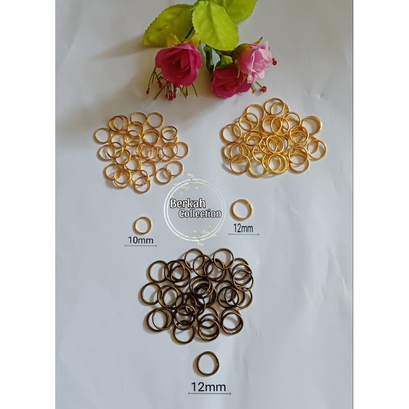 (isi 144pcs)Ring bulat medali 10mm ||12mm warna gold,atg
