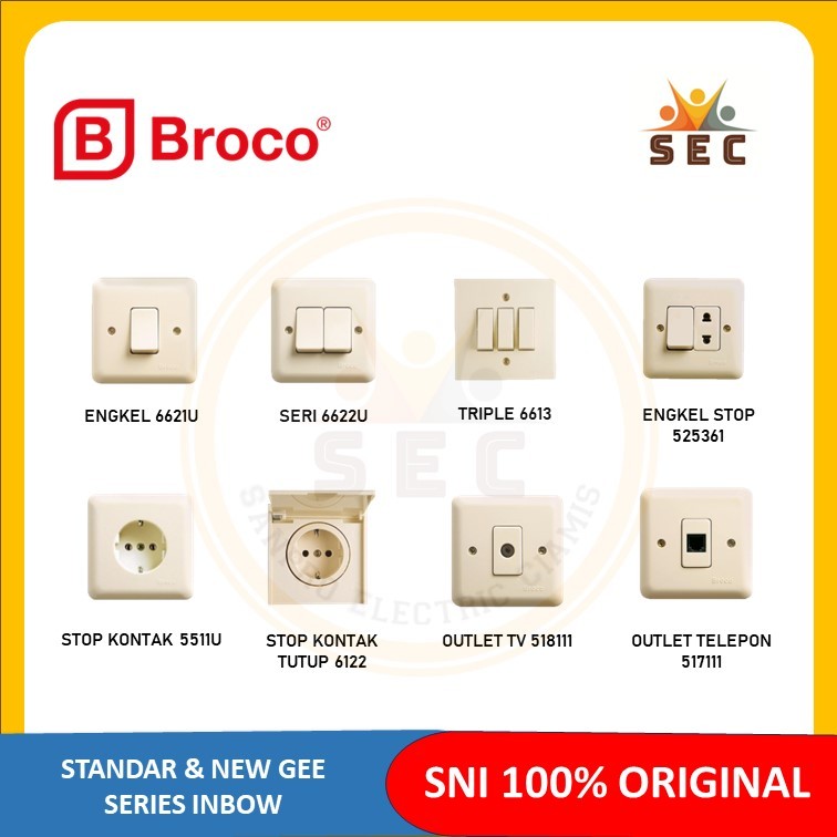 SAKLAR STOP KONTAK BROCO IB NEW GEE CREAM INBOW TANAM ASLI ORIGINAL