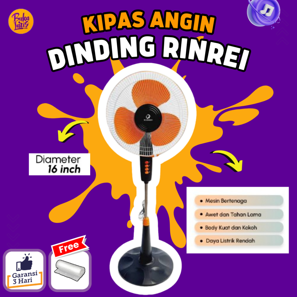 Kipas Angin Rinrei / Kipas Angin 16 inch / Kipas Angin Berdiri / Stand Fan Murah Bergaransi Resmi