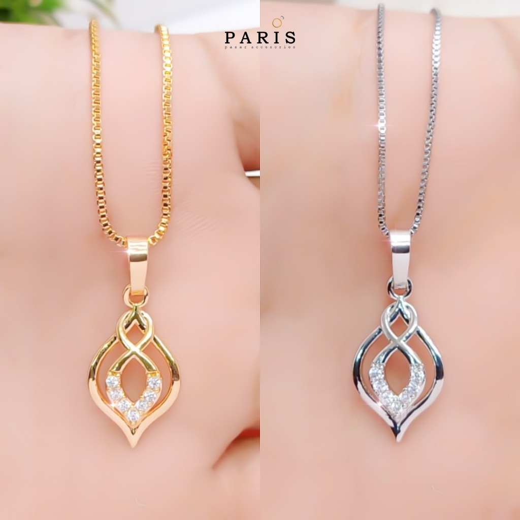 Kalung Itali Set Liontin Lapis Emas Dan Perak Perhiasan Wanita Dewasa dan Remaja KL.45