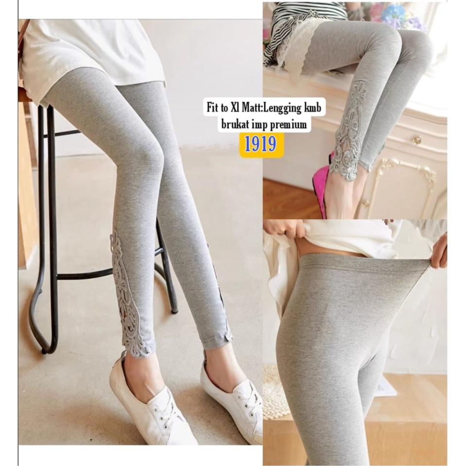 CELANA PANJANG LEGGING BRUKAT 1919/ BAWAHAN WANITA IMPORT / LEGGING KOREA MURAH / CELANA KEKINIAN