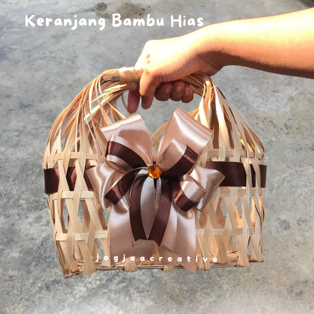 Keranjang Hampers Lebaran Ukuran alas 20x10 cm Tas Snack Natural | Keranjang Bambu | Keranjang Bambu