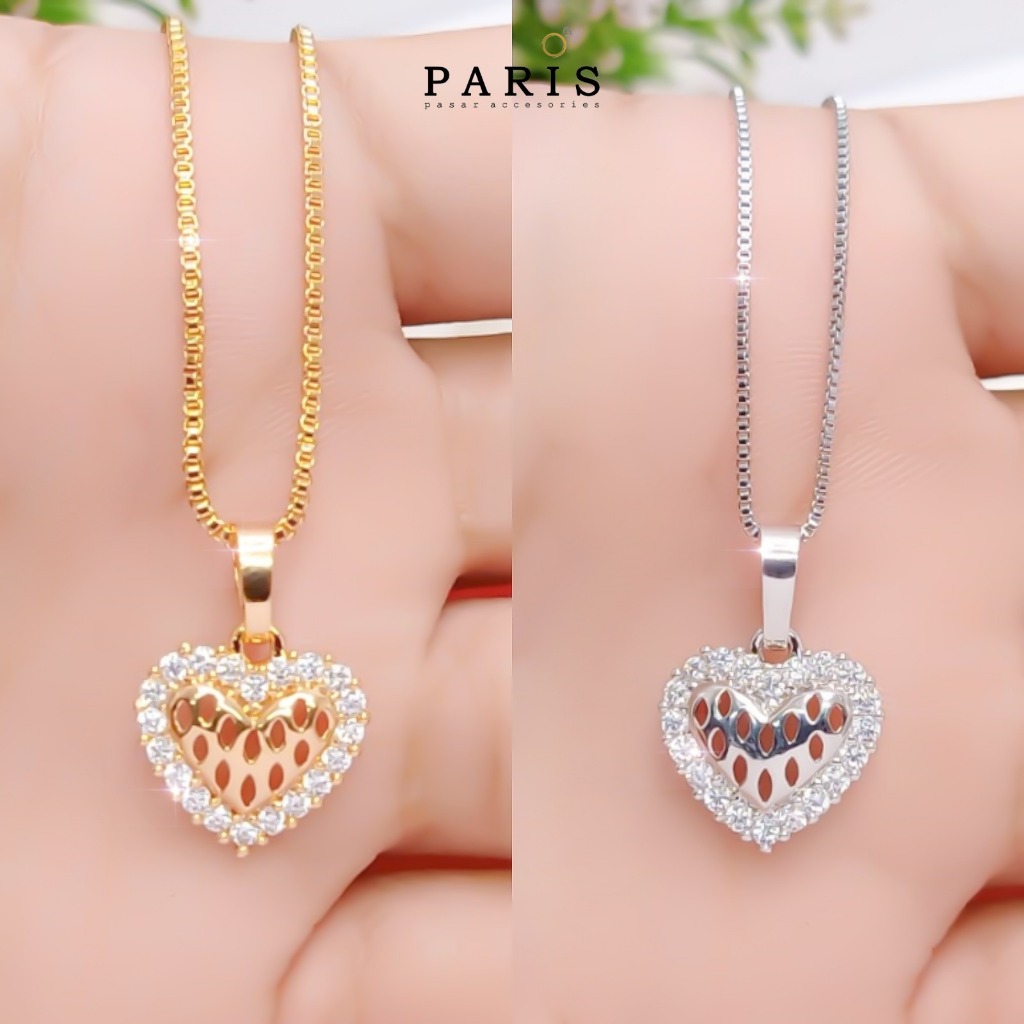 Kalung Itali Set Liontin Lapis Emas Dan Perak Perhiasan Wanita Dewasa Dan Remaja KL.46