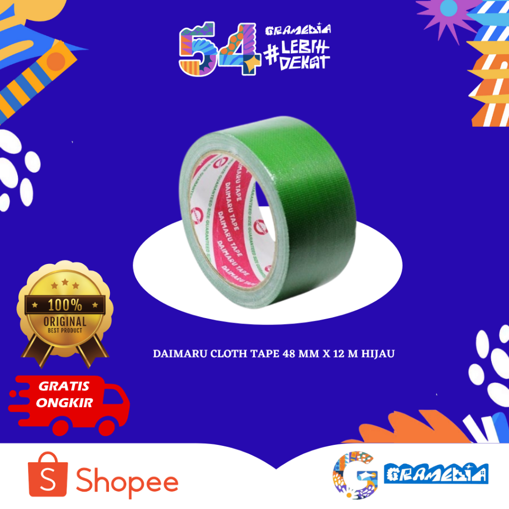 

Gramedia Bogor - Daimaru Cloth Tape 48 Mm X 12 M Hijau
