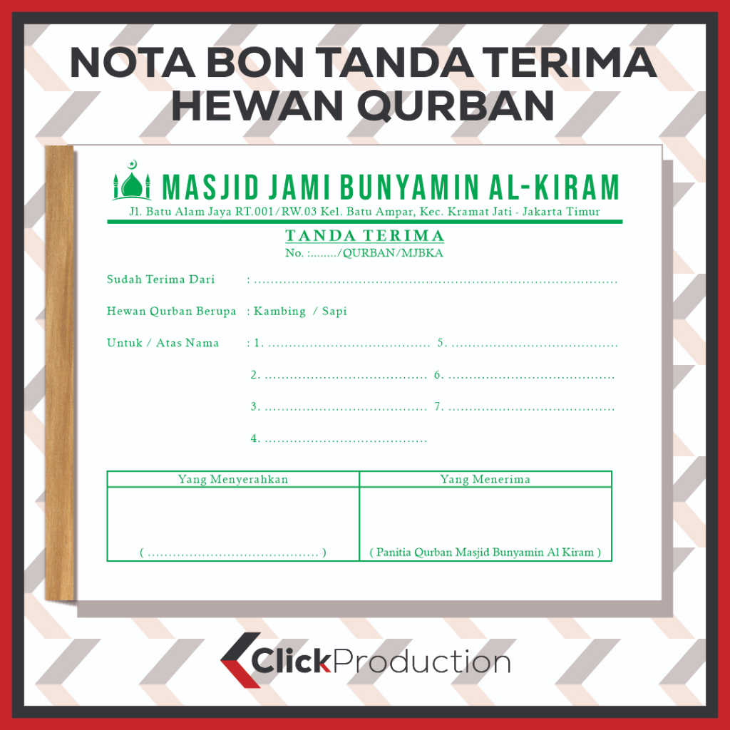 

NOTA BON TANDA TERIMA HEWAN QURBAN IDUL ADHA