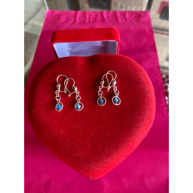 Anting mata biru perak murni