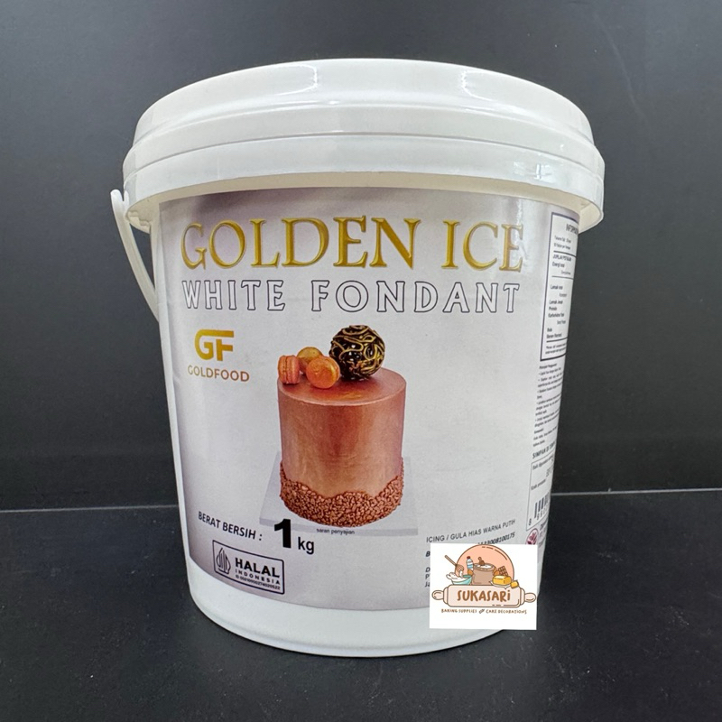 

Golden Ice Icing Fondant White 1kg pail putih Fondan Gula dekorasi kue