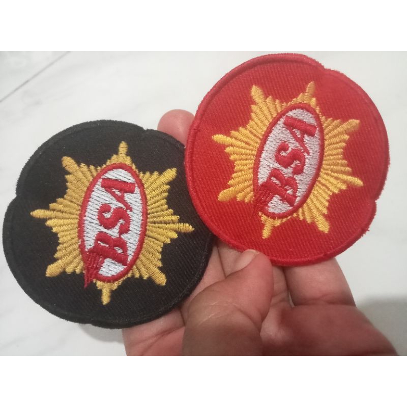 Patch bordir bsa aksesoris fashion 7 cm varian merah dan hitam