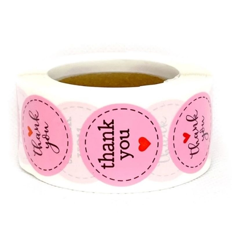 

AMS - Stiker Thank You Bulat 1 Roll Isi 500 Pcs Motif Pink Love