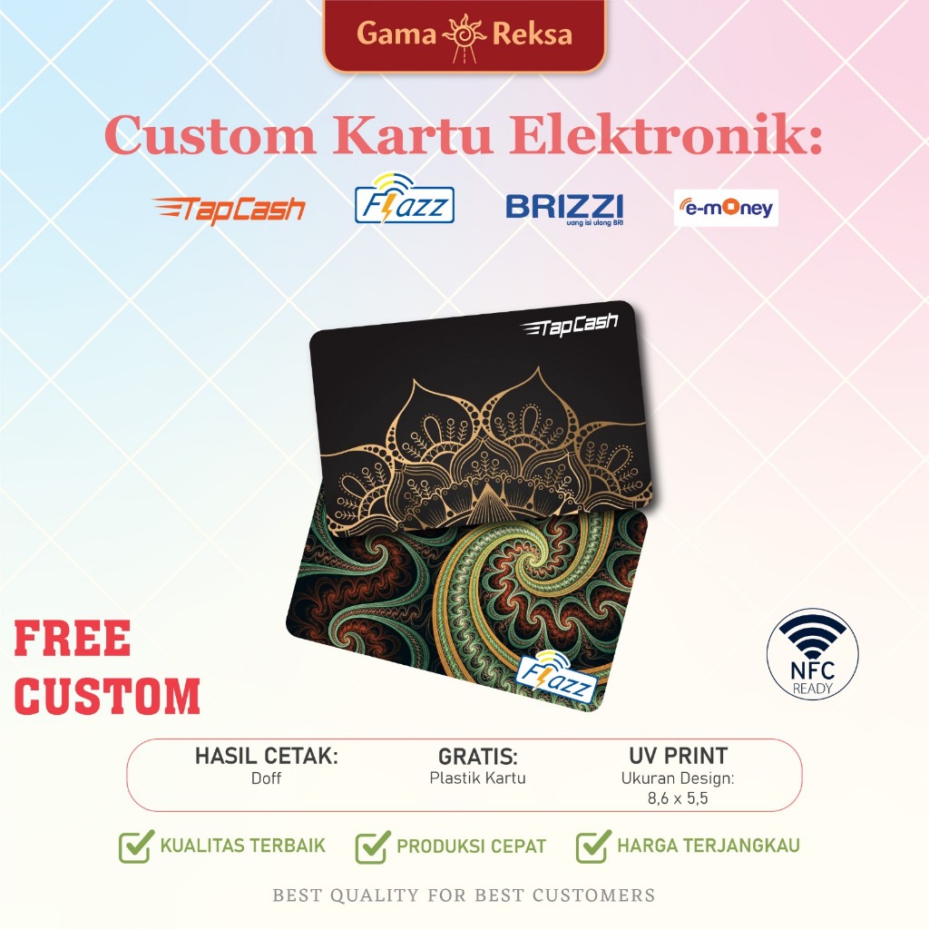 ( SEHARI JADI )Costum Kartu E-Toll Emoney/Flazz/Brizzi/Tapcash Cetak UV Printing Tema BATIK