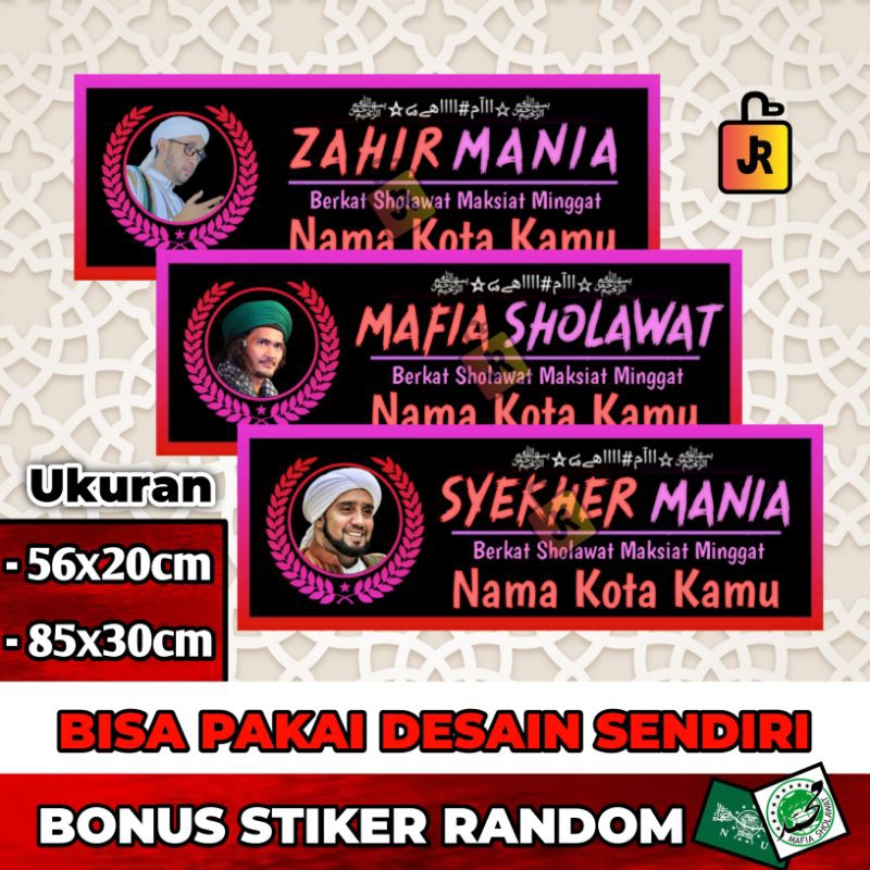 Banner Sholawat Zahir Mania, Syekher Mania, Mafia Sholawat, Warna Merah Pink