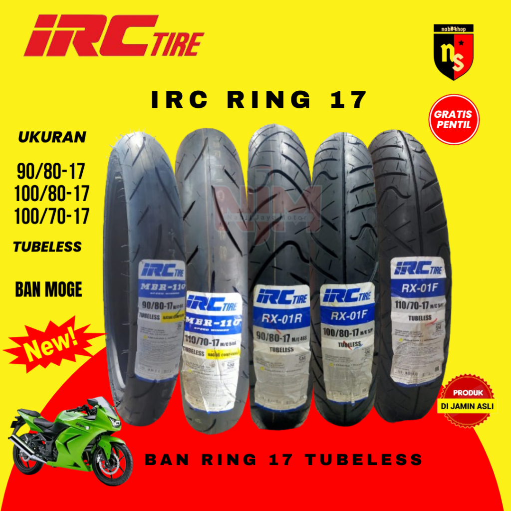 Promo Ban Irc Mbr-110 Ring 17 90/80 Tubeless Free Pentil