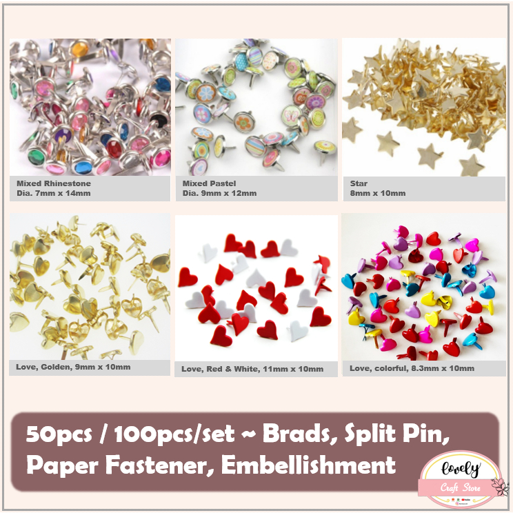 

LovelyCraftStore | 50pcs/100pcs/set Brads Paper Fastener Split Pins Pin Kertas Scrapbook embellishments