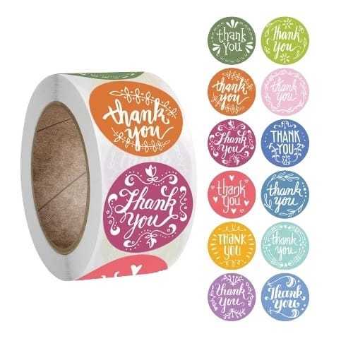 

STICKER THANK YOU ROLL 500PCS LABEL ROLL STICKER THANK YOU DIAMETER 2,4CM