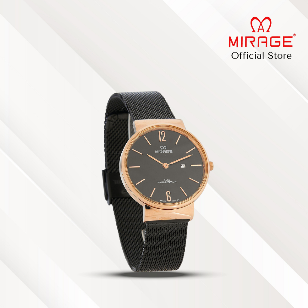 Mirage Jam Tangan Wanita Analog 2 Jarum 8624 L Black Rose Gold