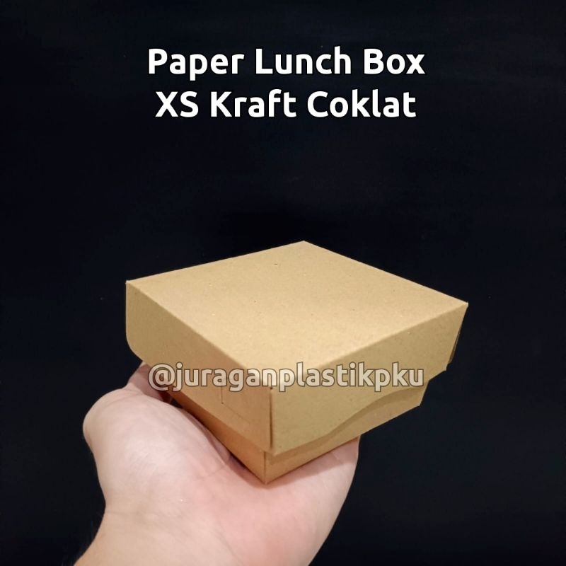 ( 100 PCS ) Paper Lunch Box XS Kraft Laminasi 8x8x5 cm | Kotak Dus Box Coklat Mini Extra Small Kecil