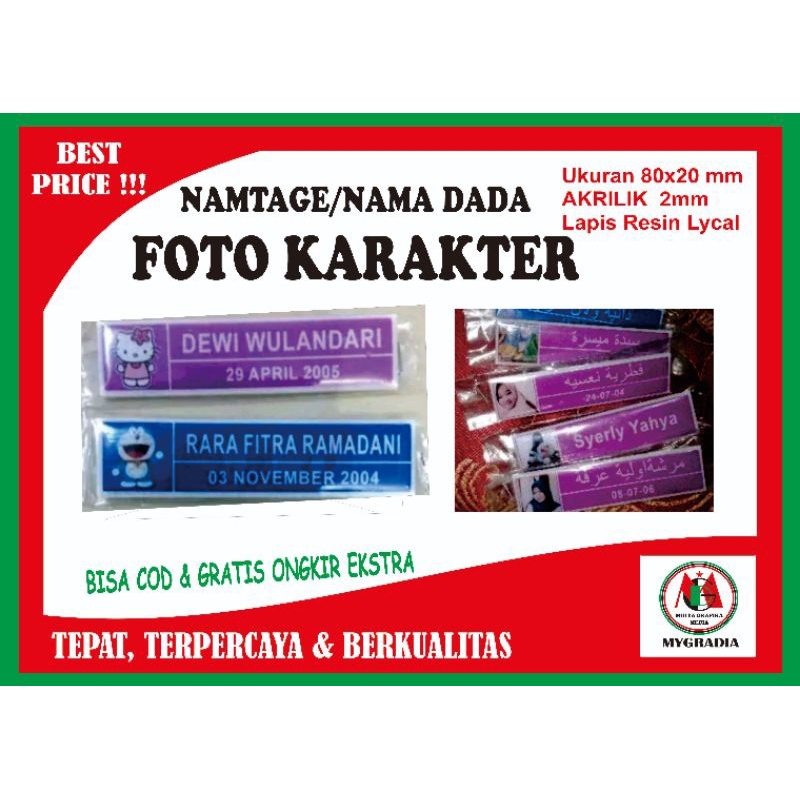 

Name Tag / Nama Dada Foto Karakter