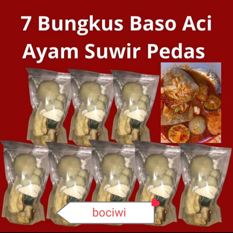 

PAKET 7 BUNGKUS BASO ACI AYAM SUWIR PEDAS KHAS BOGOR