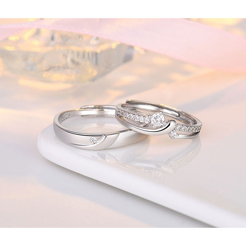 Teresa Cincin Couple Pasangan Adjustable Titanium Korea Style Aesthetic Silver