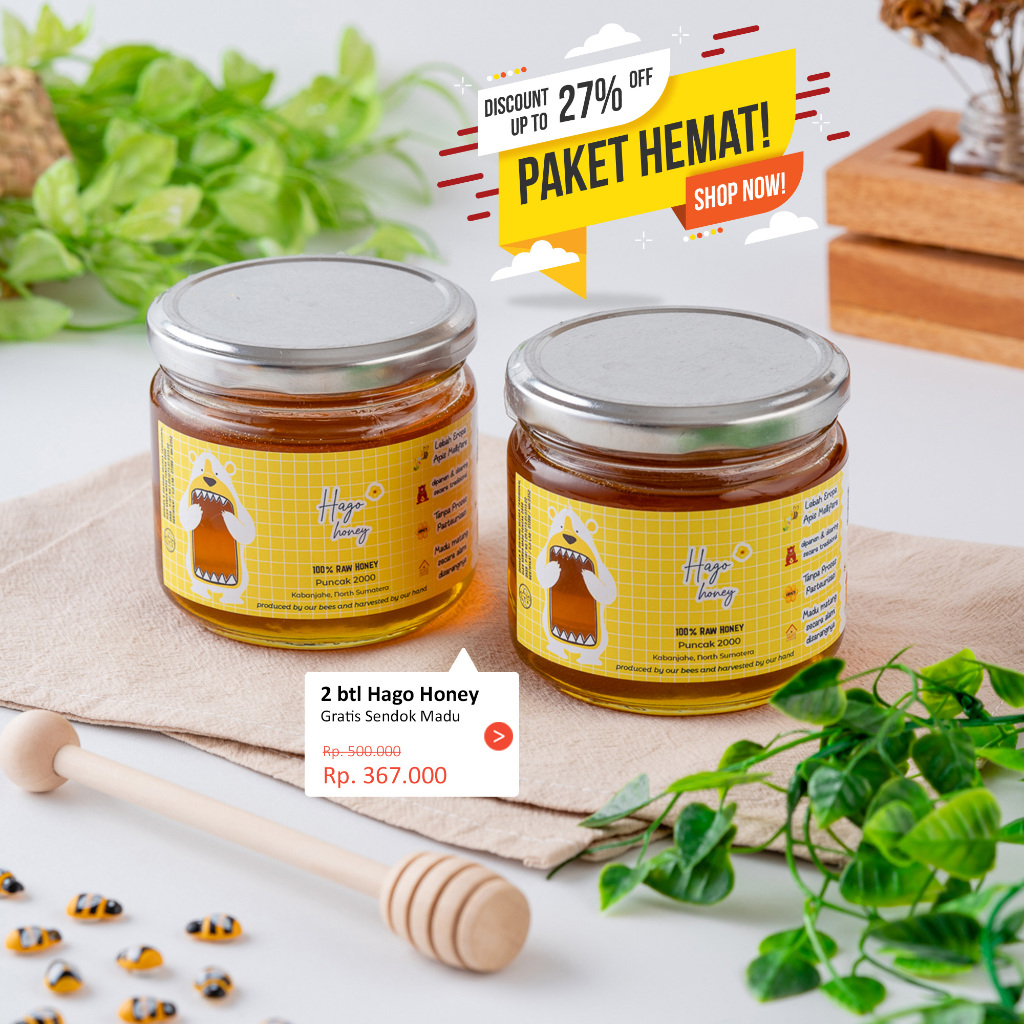 

(Hemat) 2 Btl Madu, 100% Madu Asli By Hago Honey
