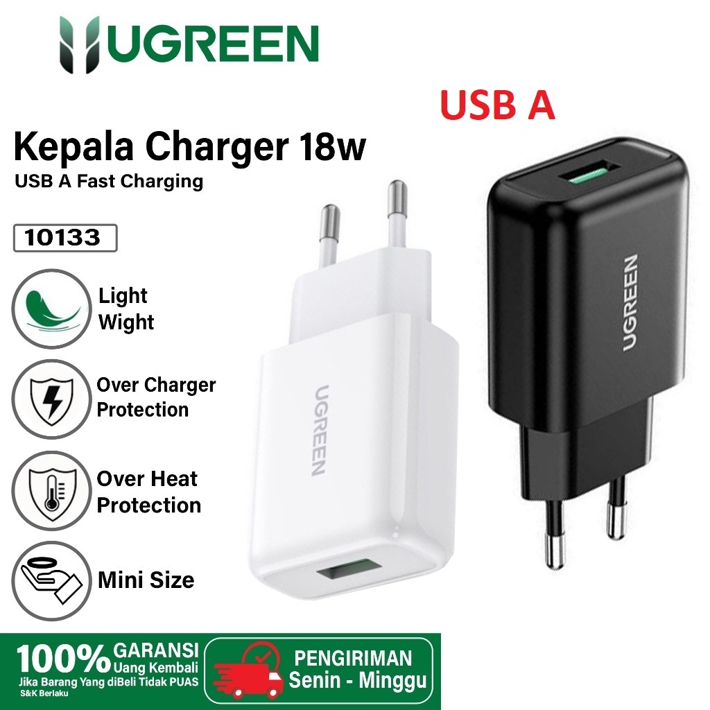 UGREEN Kepala Charger iPhone Android Fast Charging USB A 18W QC 3.0