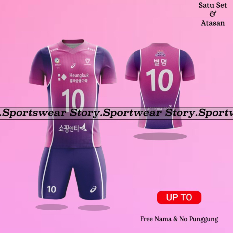 Baju Kaos Jersey Voli volleyball Satu set/Atasan Free nama & No punggung Full Printing