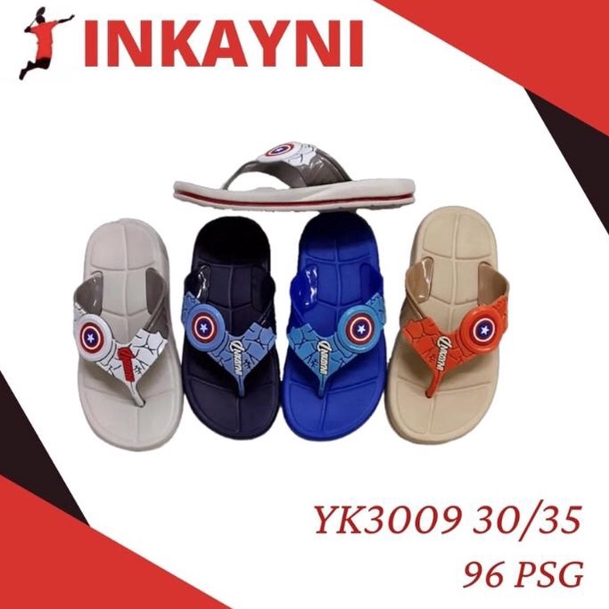 Stok Baru YK39 Sandal Jepit Anak Laki Laki Cowok Motif Avengers Merek Inkayni Size 335