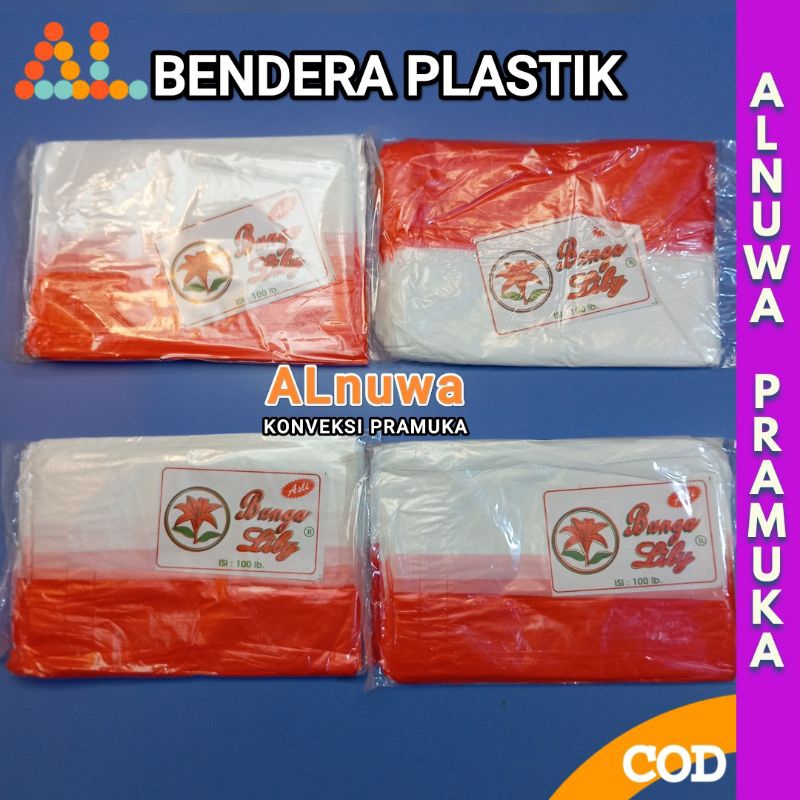 Bunga Lily Asli Bendera Plastik Merah Putih 1 ikat isi 10 pack